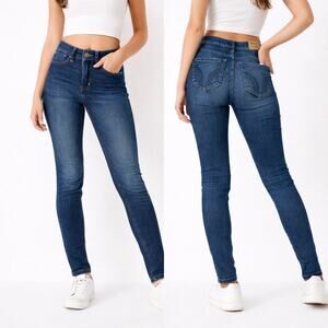 Hollister Super Skinny High Rise Jeans W26 L31 Medium Wash Stretch Denim Y2K 90s